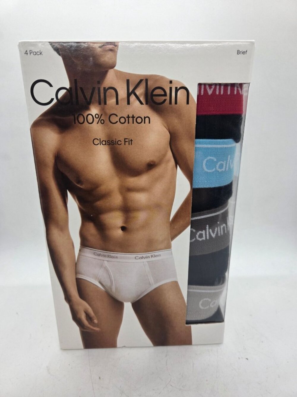 NIB Calvin Klein Mens 4-Pack Classic Fit 100% Cotton Briefs XL Multicolor Comfor